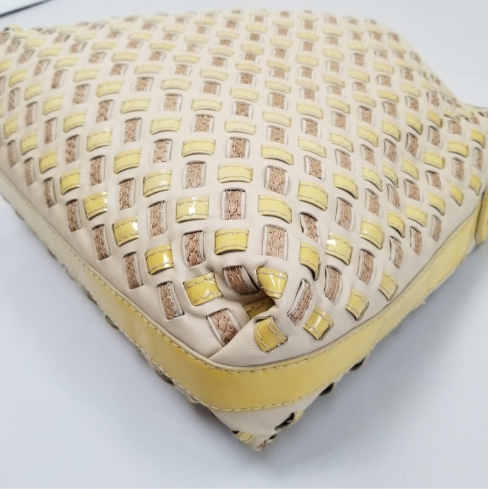 COACH LE PEYTON WOVEN LEATHER LG SHOULDER BAG  Rare! - Picture 5 of 15